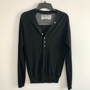 Division E Men’s Henley Black V neck Sweater